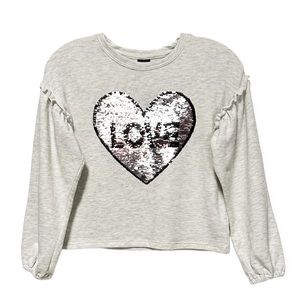 Art Class Flip Sequin Heart Long Sleeve French Terry Sweatshirt